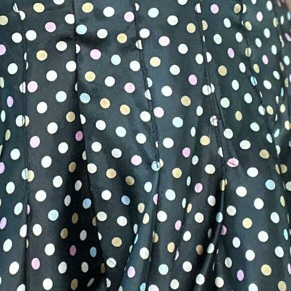 90s / Y2K Rampage Knee Length Circle Skirt Black with Pastel Polka Dots - Picture 8 of 9